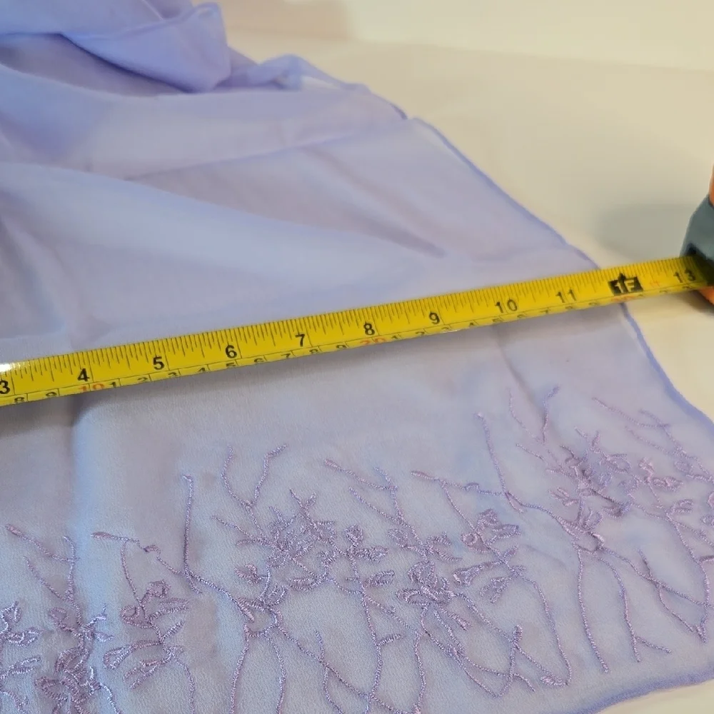 NIB Lavender Floral Embroidered Silk Sheer Scarf Exclusive